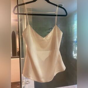 Reformation Open Back Cream Satin Camisole Top